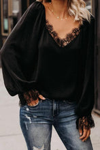 Load image into Gallery viewer, Black Satin Lace Blouse