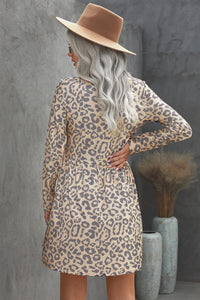 Pre-Order Long Sleeve Leopard Print Mini Dress