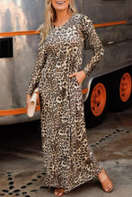 Load image into Gallery viewer, Leopard Pocket Long Sleeve Maxi Dress