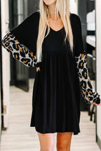 Load image into Gallery viewer, V-Neck Leopard Sleeve Midi Dress