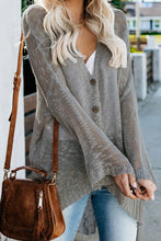 Load image into Gallery viewer, Pre-Order Gray Loose Lightweight V Neck Buttoned Sheer Knit Cardigan