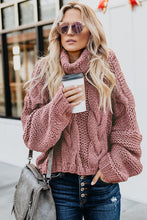 Load image into Gallery viewer, Cuddle Weather Cable Knit Handmade Turtleneck Sweater
