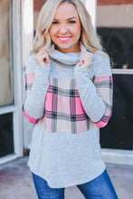 Load image into Gallery viewer, Pre-Order Pink Plaid Cowl Neck Top