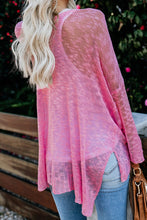 Load image into Gallery viewer, Pre-Order Pink Lightweight V Neck Buttoned Sheer Knit Cardigan