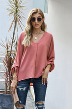 Load image into Gallery viewer, Pre-Order V Neck 3/4 Sleeve High Low Hem Shirt