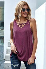 Load image into Gallery viewer, Pre-Order Fuchsia Crisscross V Neck Tank Top