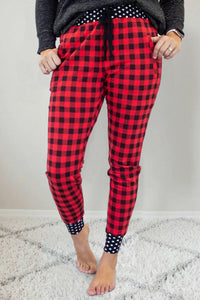 Pre-Order Buffalo Plaid Joggers with Dot Accent