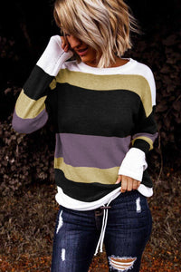 Burgundy/Purple Color Block Sweaters