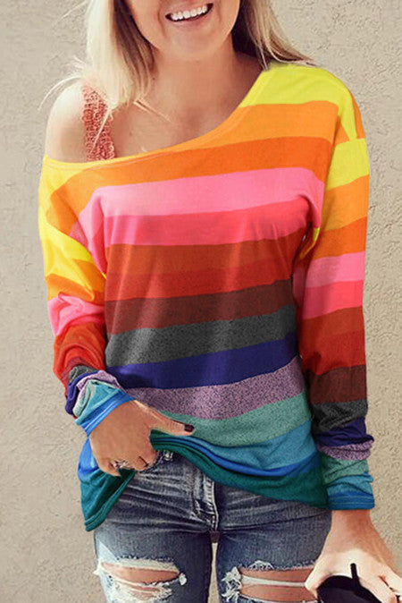 Rainbow Stripe Slouch Top
