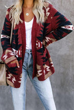 Load image into Gallery viewer, Red Aztec Cardigan
