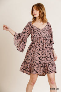 Rose Dalmatian Print Dress