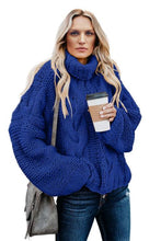 Load image into Gallery viewer, Cuddle Weather Cable Knit Handmade Turtleneck Sweater