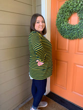 Load image into Gallery viewer, Green with Gold Stripe Cardigan