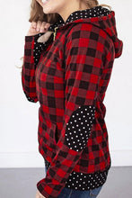 Load image into Gallery viewer, 1/4 Zip Red Buffalo Plaid &amp; Dots