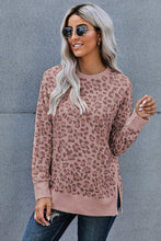Load image into Gallery viewer, Mauve Side Slit Leopard Sweatshirt