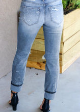 Load image into Gallery viewer, Straight Leg Distressed Jeans with Splatter