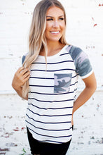 Load image into Gallery viewer, Striped Camo Pocketed Patch Tee
