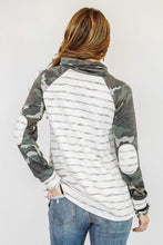 Load image into Gallery viewer, Striped Cowl Neck with Camo Accents