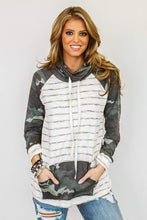 Load image into Gallery viewer, Striped Cowl Neck with Camo Accents