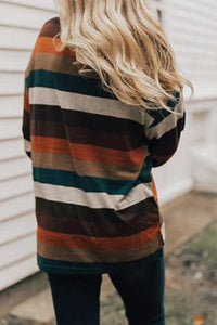 Pre-Order Multicolor Cotton Blend Color Block Casual Sweatshirt