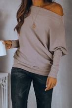 Load image into Gallery viewer, Off Shoulder Ribbed Texture Raglan Long Sleeve Top
