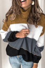 Load image into Gallery viewer, Color Block Turtleneck Chunky Knit Sweater