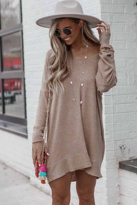 Pre-Order Taupe Long Sleeve Sweater Dress/Tunic