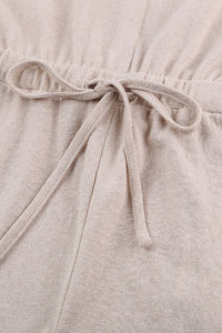 Pre-Order Khaki Sleeveless Drawstring Jumpsuit and Cardigan