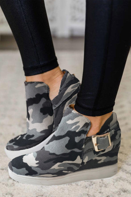 Camo Wedge Tennis Shoes