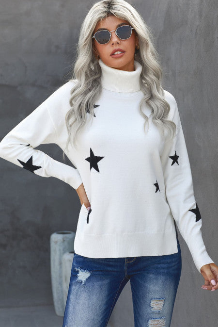 Pre-Order Turtleneck Star Print Sweater