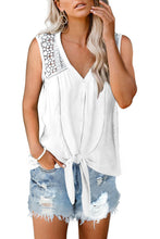 Load image into Gallery viewer, Pre-Order Lace Tie Front Button Tank Top